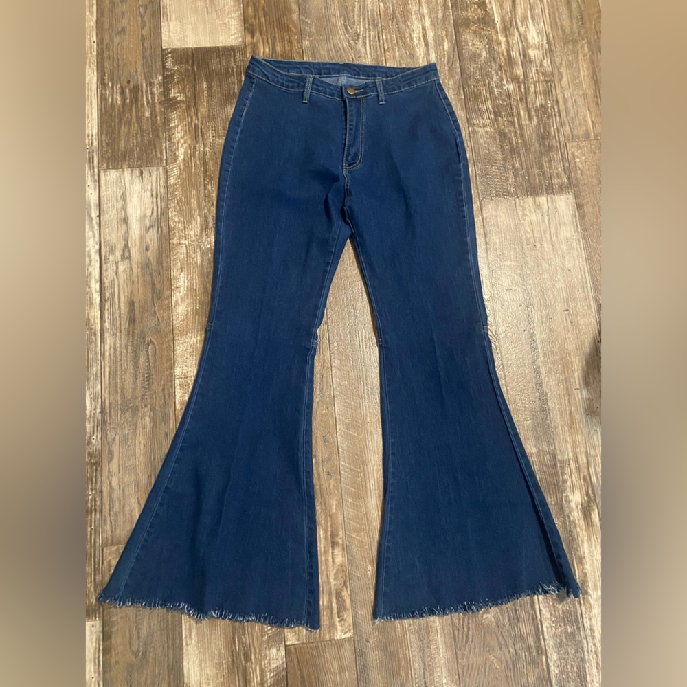 Elegant Dark Blue Flare Jeans